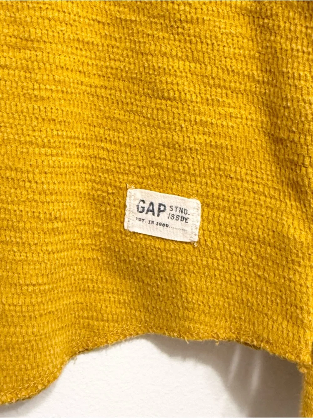 GAP Kids Mustard Yellow Thermal Waffle Knit Long Sleeve Top L 10-11